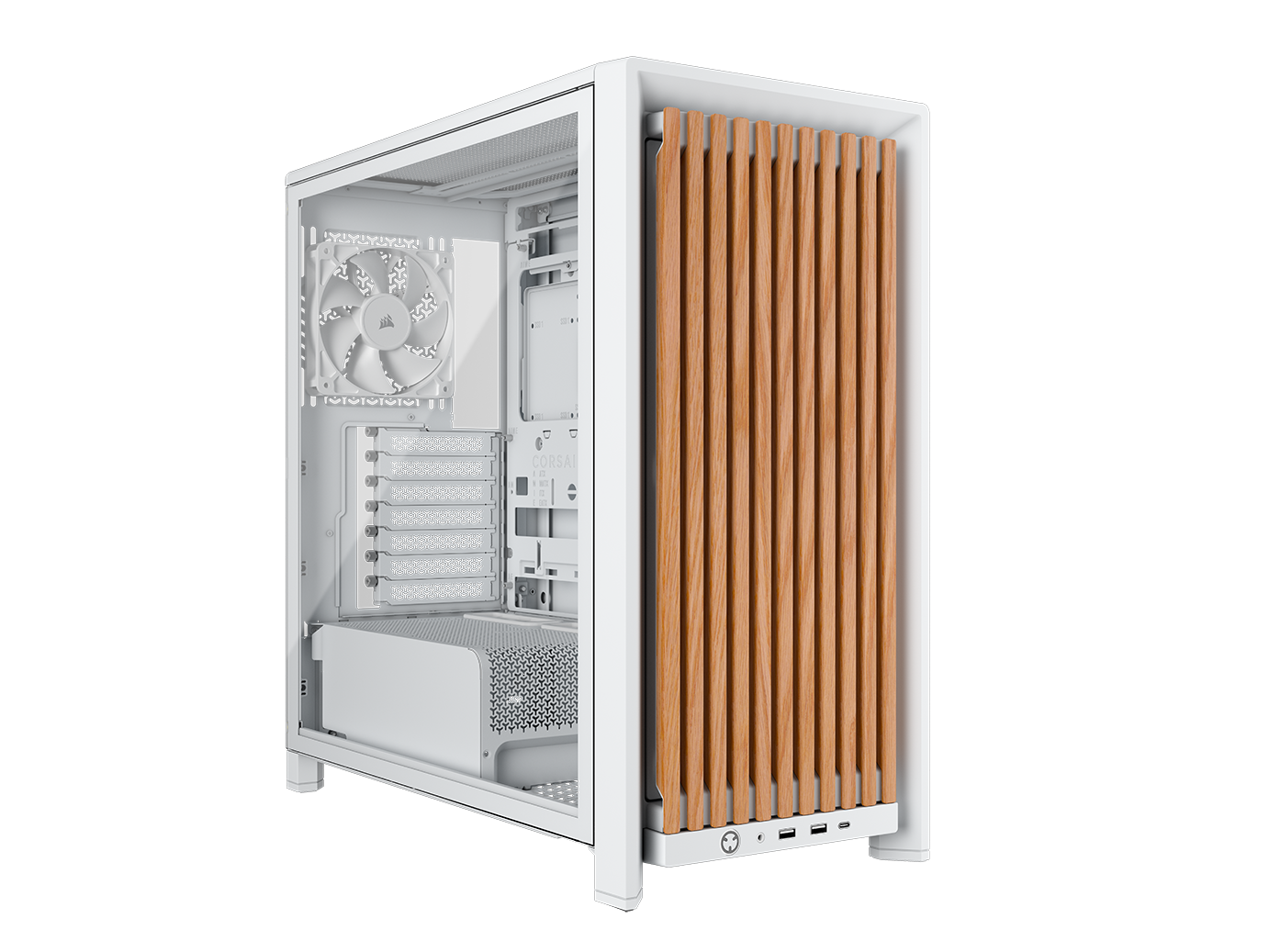 GABINETE CORSAIR 4000D RS WHITE/WALNUT WOOD