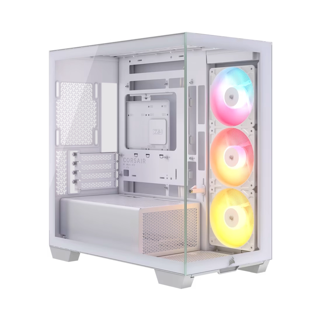 GABINETE CORSAIR 2800X RS-R ARGB PANORAMIC GLASS WHITE MICRO-ATX