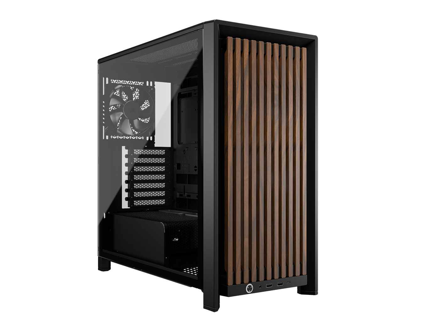 GABINETE CORSAIR 4000D RS BLACK/WALNUT WOOD